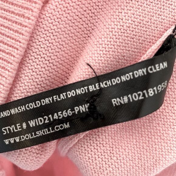 Dolls Kill Brand Widow Pink Cropped Cardigan w Spider Web Design Rockabilly Goth - Picture 7 of 7